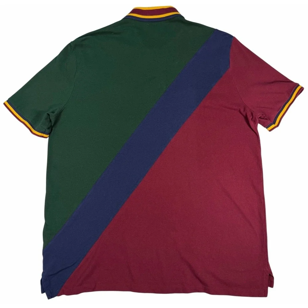 Polo Ralph Lauren Men's Big Pony Crest Polo Classic Fit Tri-Color Shirt Large